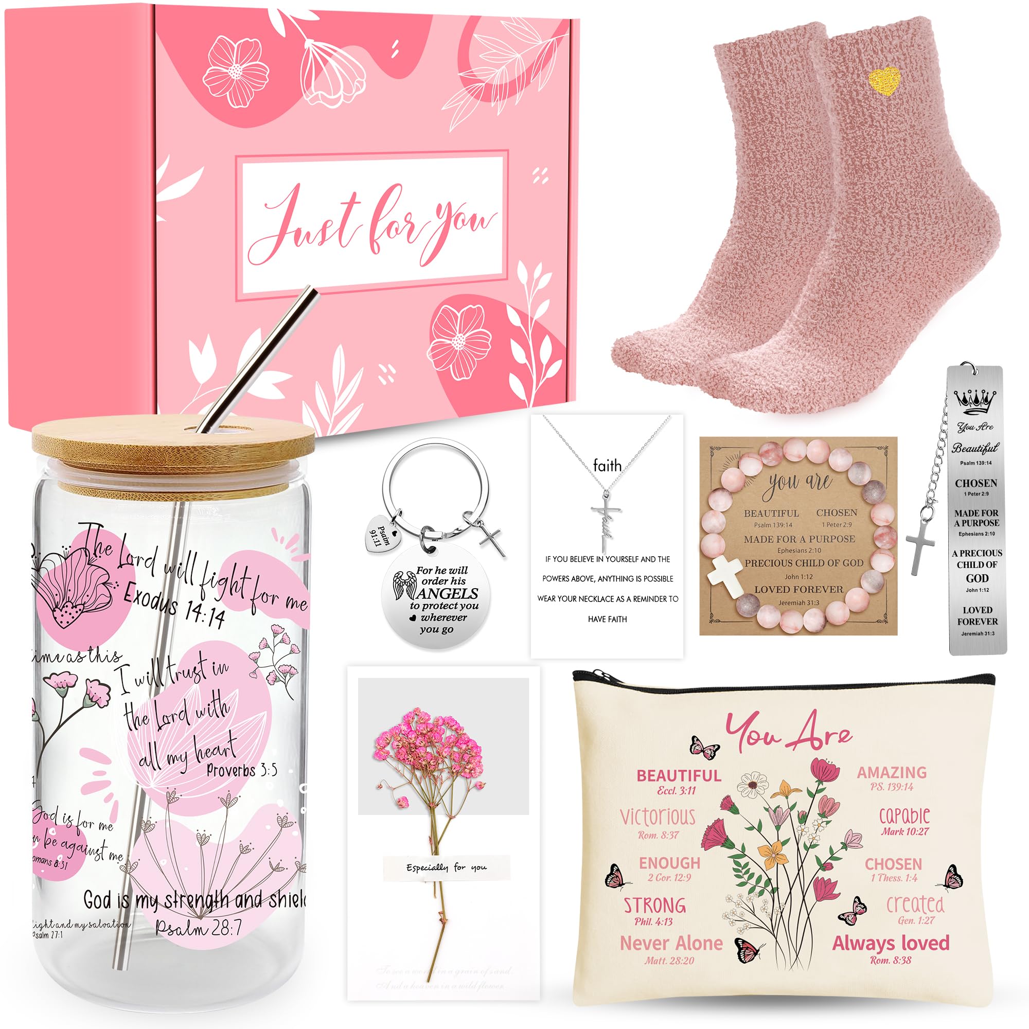 WOFIROY Just for You gift box with pink design and faith-inspired items