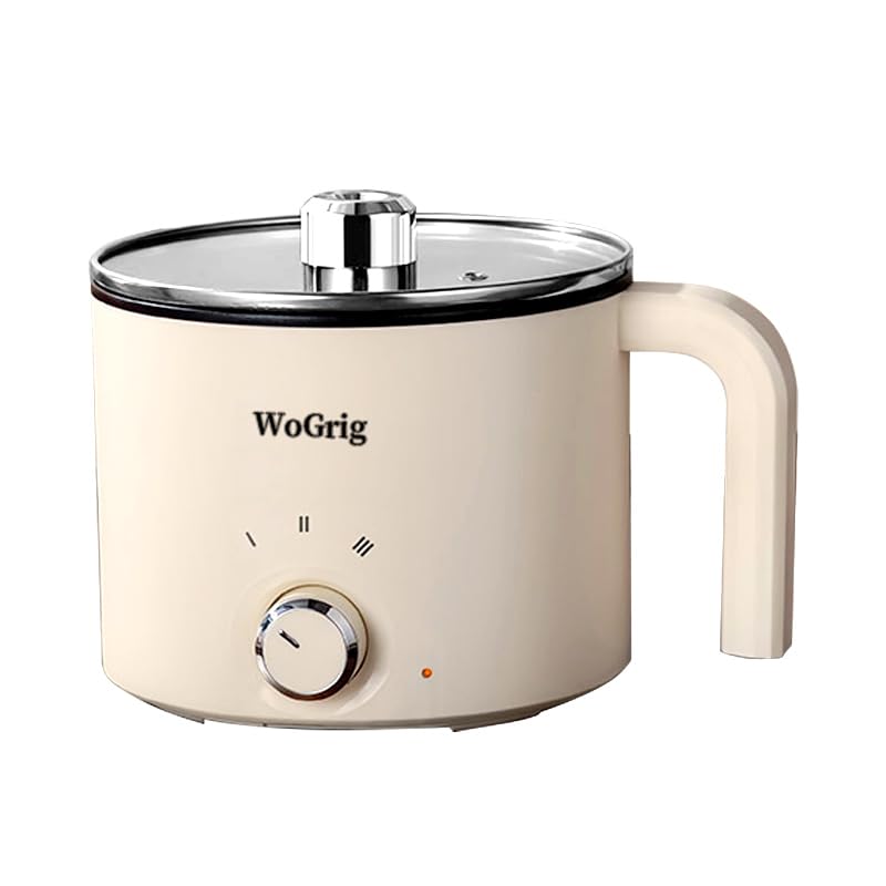 WoGrig 1.8L electric hot pot front view for dorm meals and quick noodles.