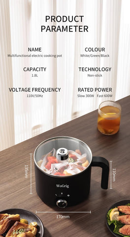 WoGrig multi-functional lazy pot suitable for noodles, rice, and soups.