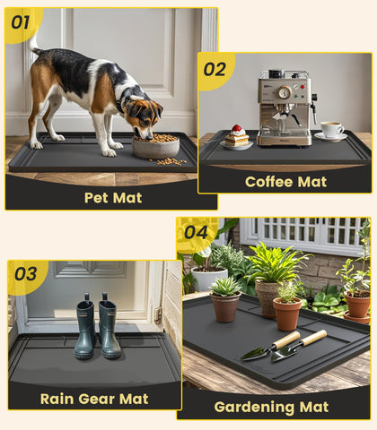 Wohbay under-sink mat cleans easily with water.