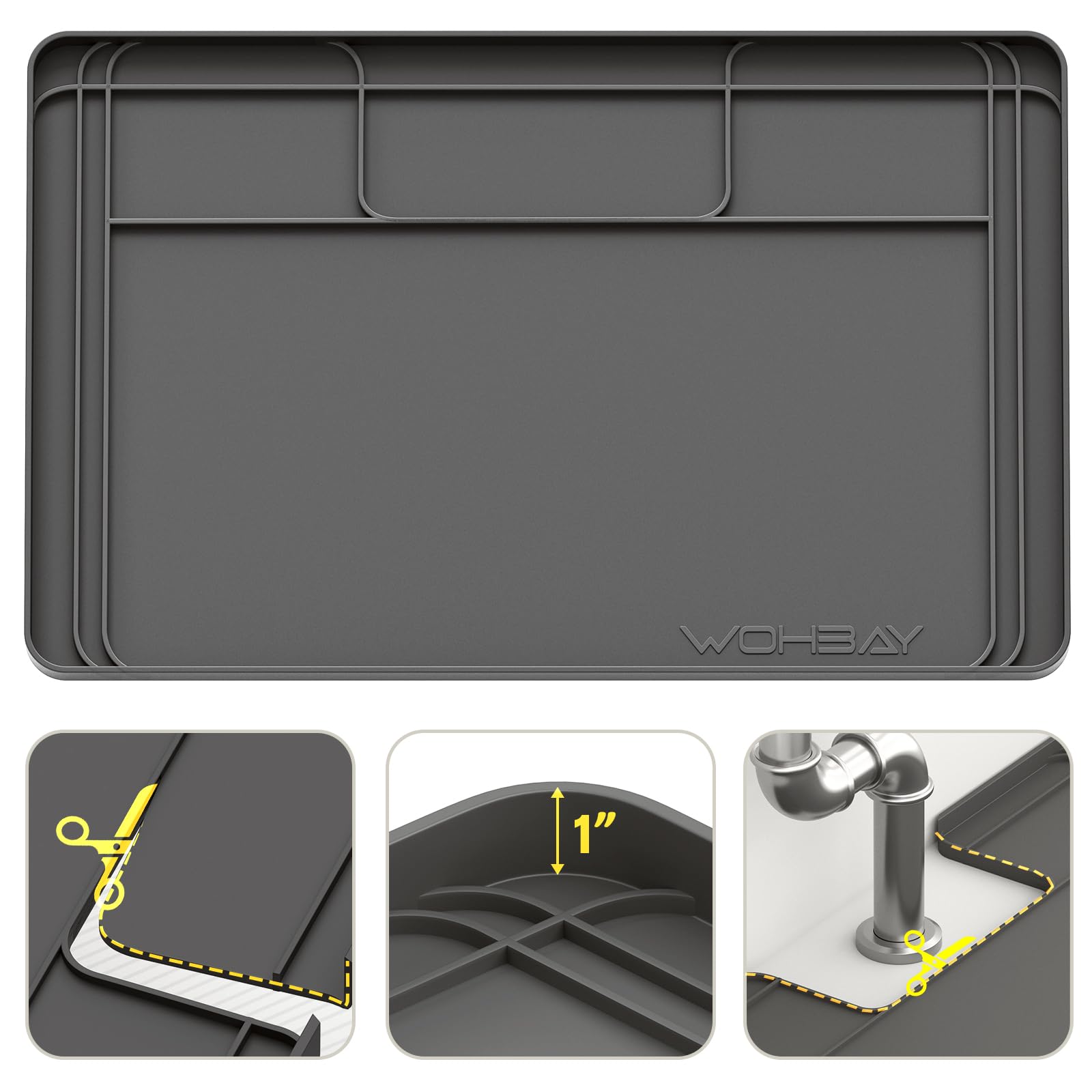 Wohbay under-sink mat waterproof protects cabinets from spills.