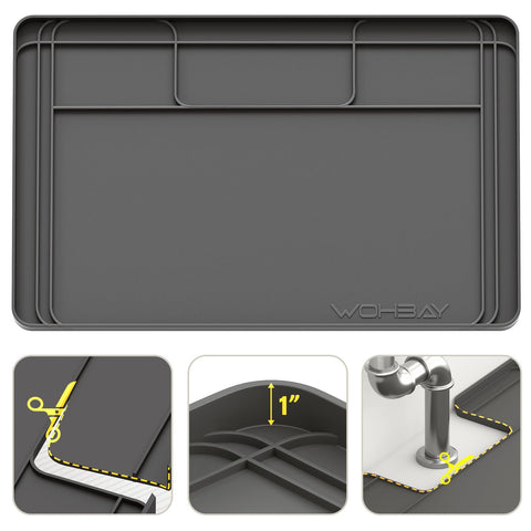 Wohbay under-sink mat waterproof protects cabinets from spills.