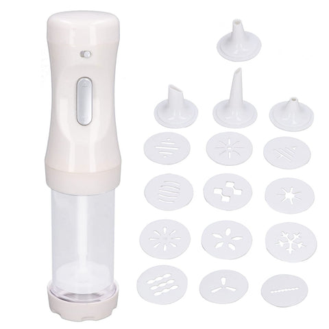 WOHPNLE electric cookie press set demonstrates cordless convenience for precise cookie decorating.