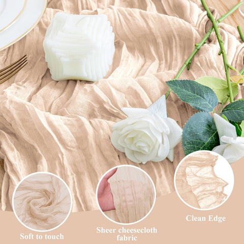 Decor setting with candles and flowers using the Wokceer table runner.
