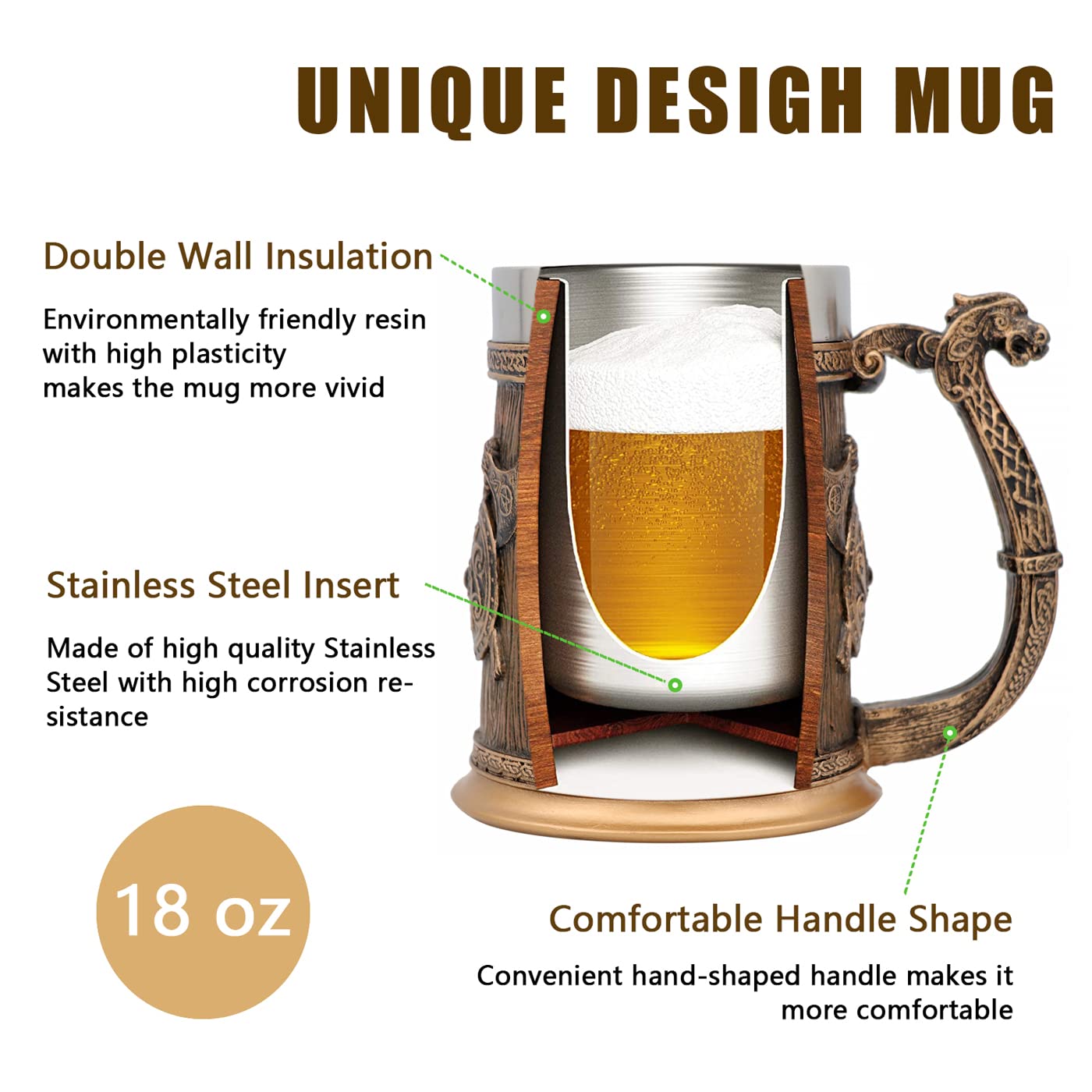 WOKHACH Spartan mug full 18oz capacity for beverages