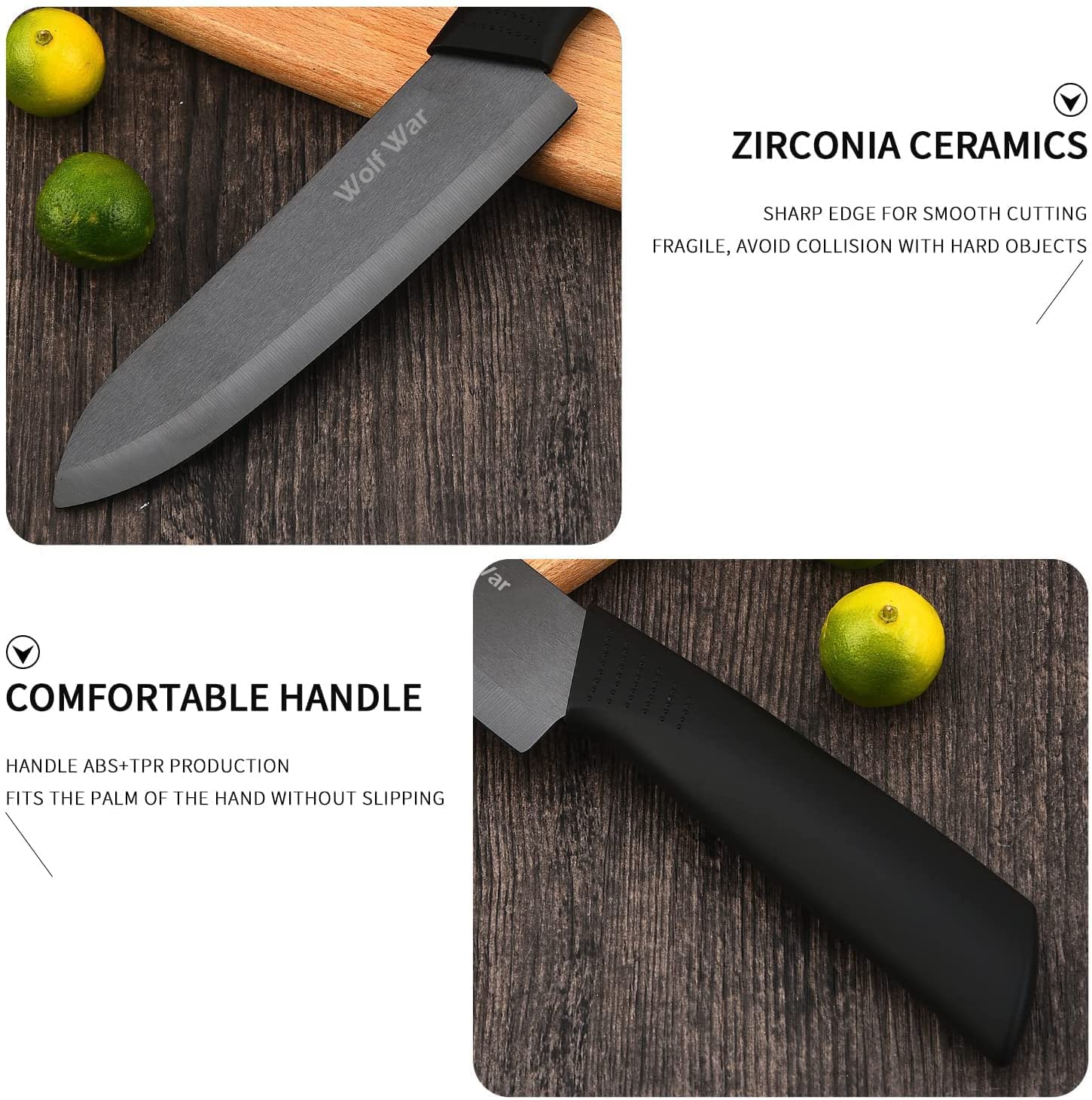 Wolf War 6-inch chef knife blade for precise, smooth slicing.