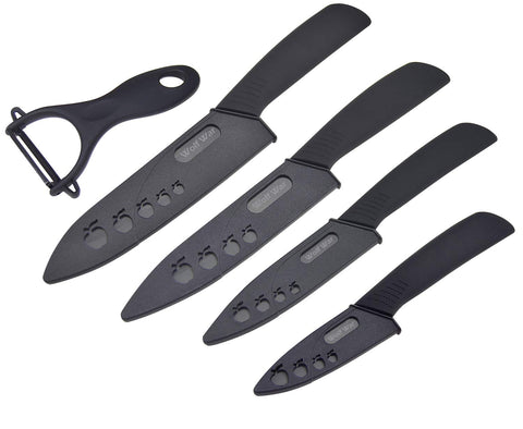 Wolf War professional ceramic knife set blades ready for precise slicing.