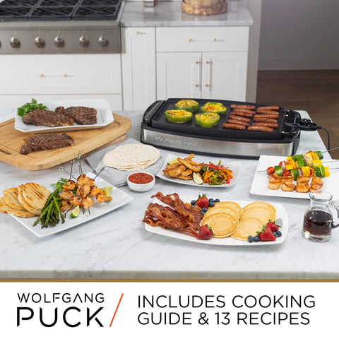 Wolfgang Puck XL included recipe guide and scraper aids cooking
