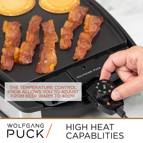Wolfgang Puck XL removable plate and drip tray simplify cleanup after cooking