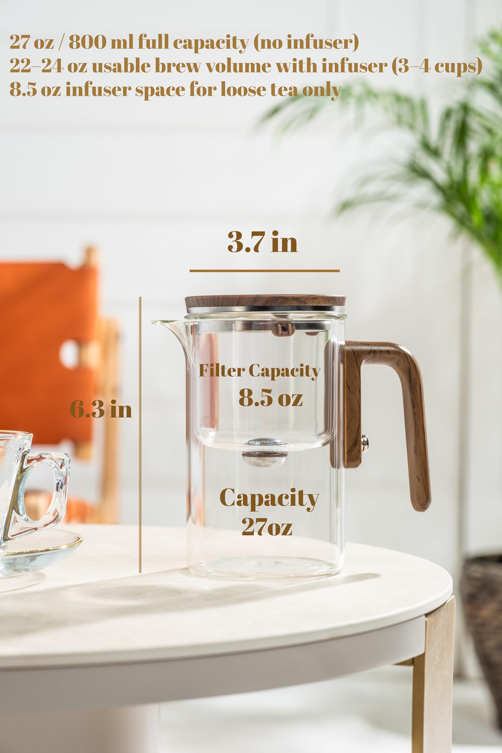 WOLTBLOOM Enchanti Tea Pot drip-free spout for mess-free serving.