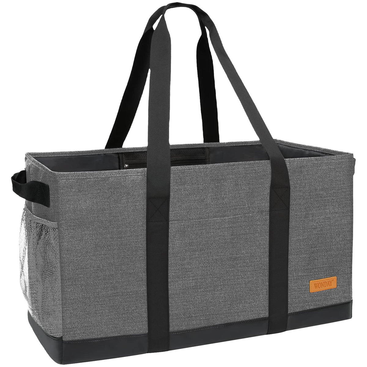 WONDAY extra large tote bag front view; standing design for effortless loading at checkout.