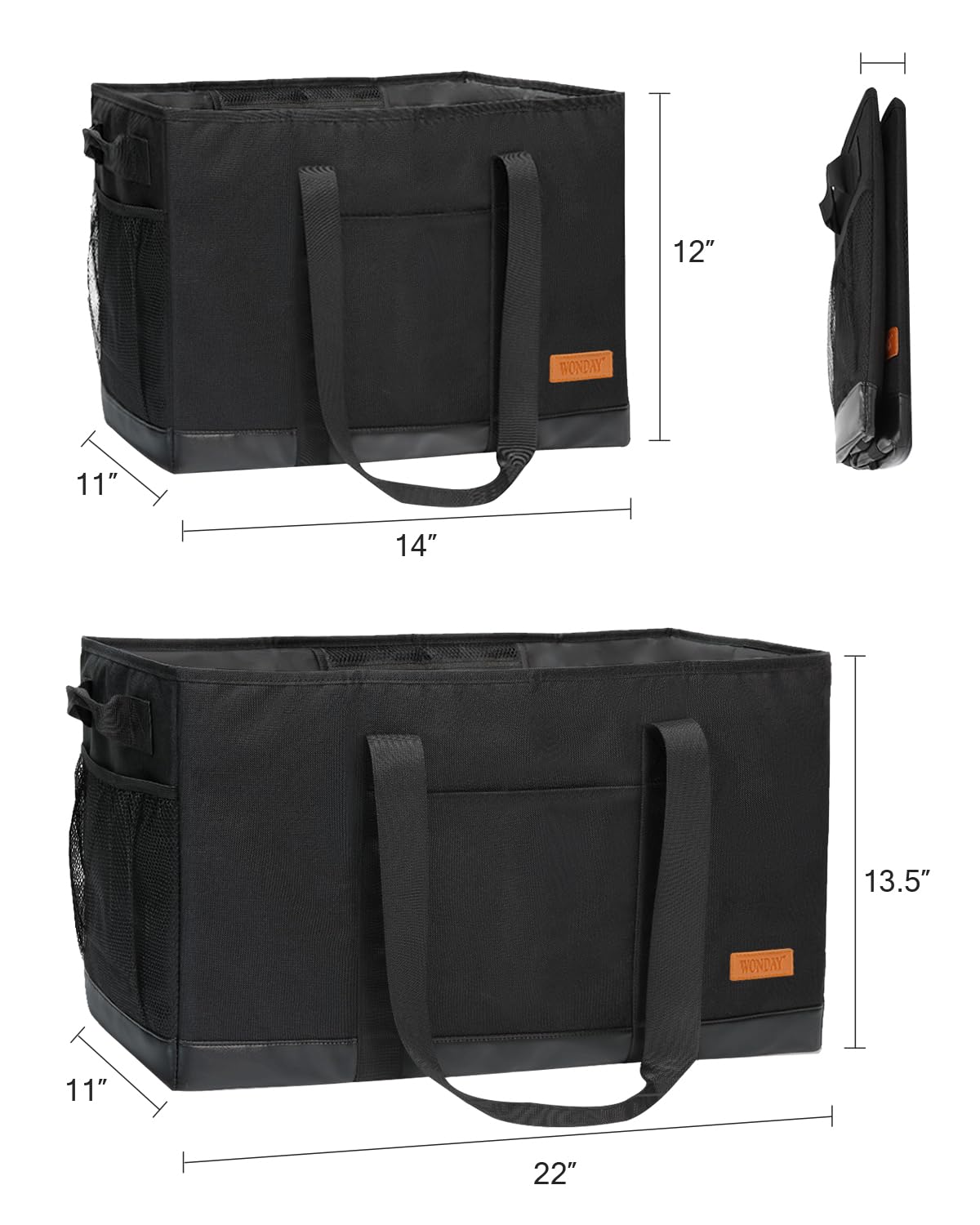 WONDAY tote outside mesh pocket holds water bottles for quick access