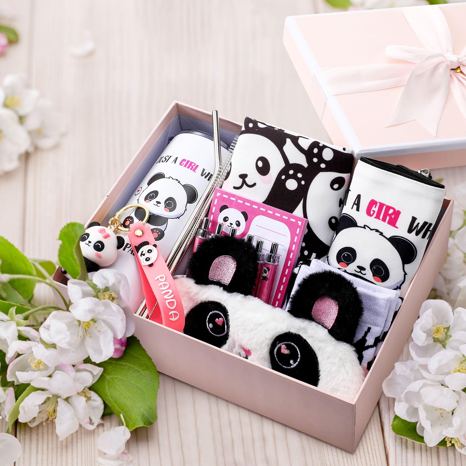 Wonderjune panda cosmetic bag featuring cute motifs for organizing on the go