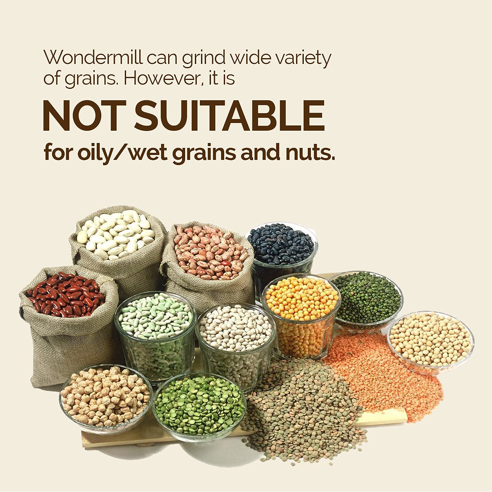 WonderMill no-spill operation improves kitchen cleanliness during milling.