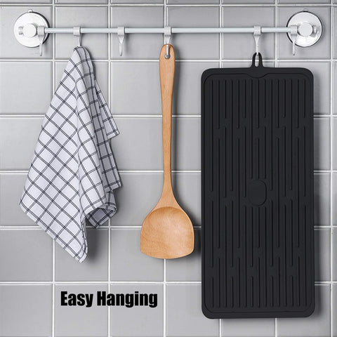 Wonlex silicone dish-drying mat folds at angles without damage for storage.