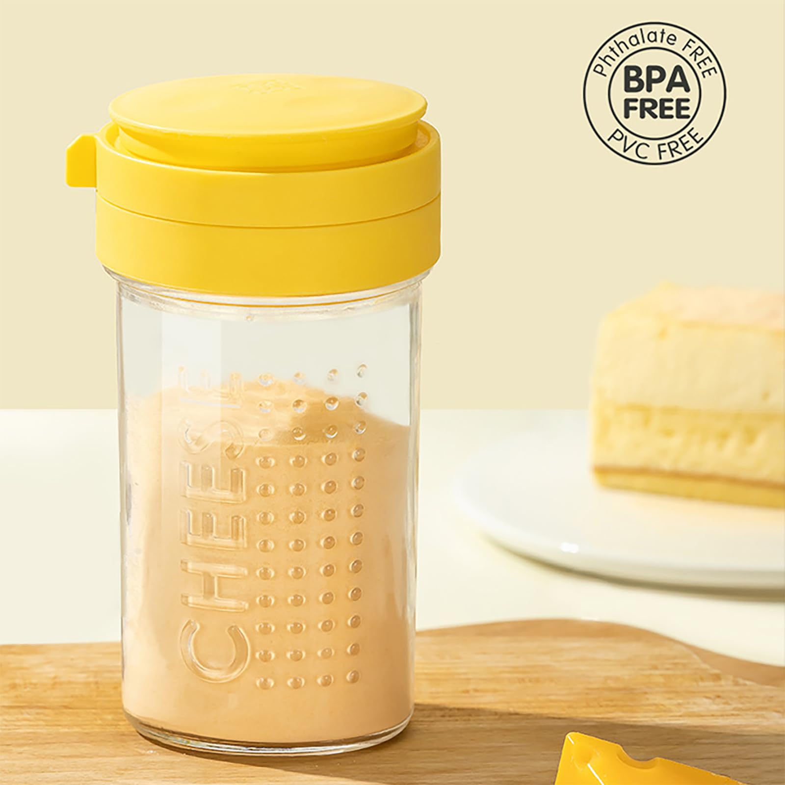 WonLiq airtight lid preserves freshness of cheese, sugar, and spices