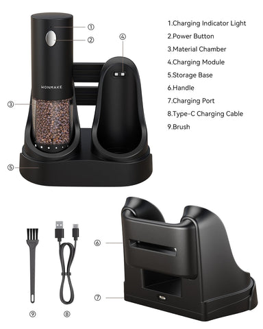 WonMake dual charging base powering two grinders for effortless kitchen use