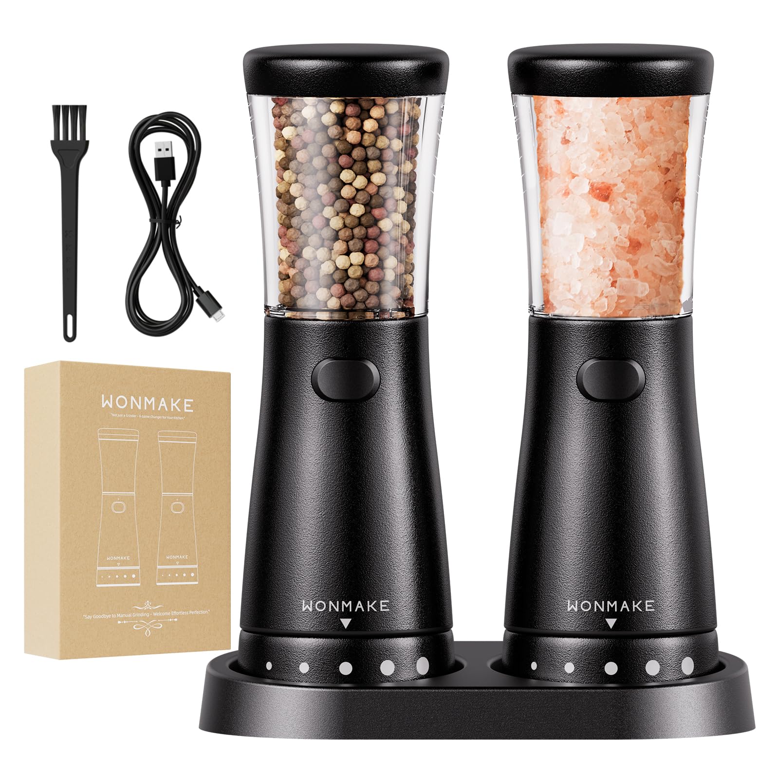 WONMAKE electric grinder set with ergonomic handle for effortless one-handed use