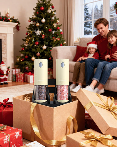 WONMAKE pepper grinder with LED light for precise seasoning in dim kitchens