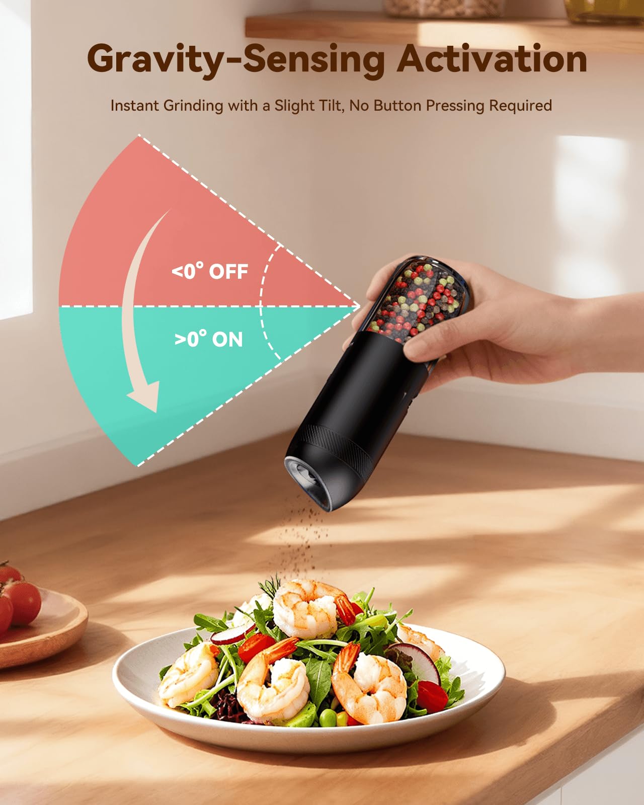 Wonmake six level grind settings knob for customizable seasoning