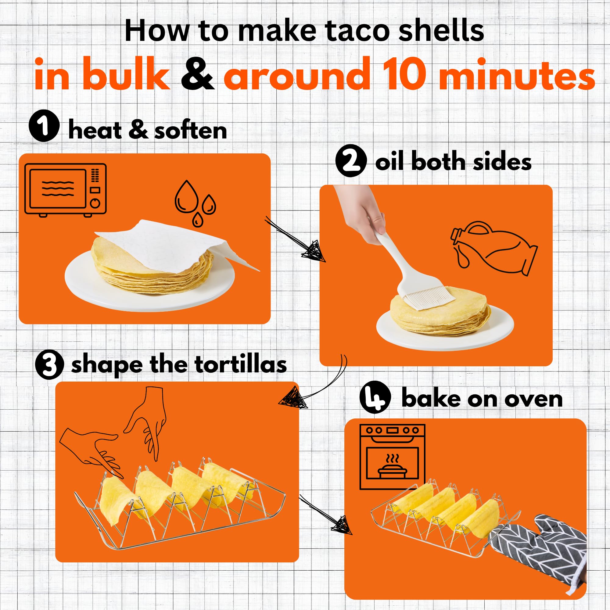 Woobud gluten-free shells crafted from corn tortillas up to 6 inches.