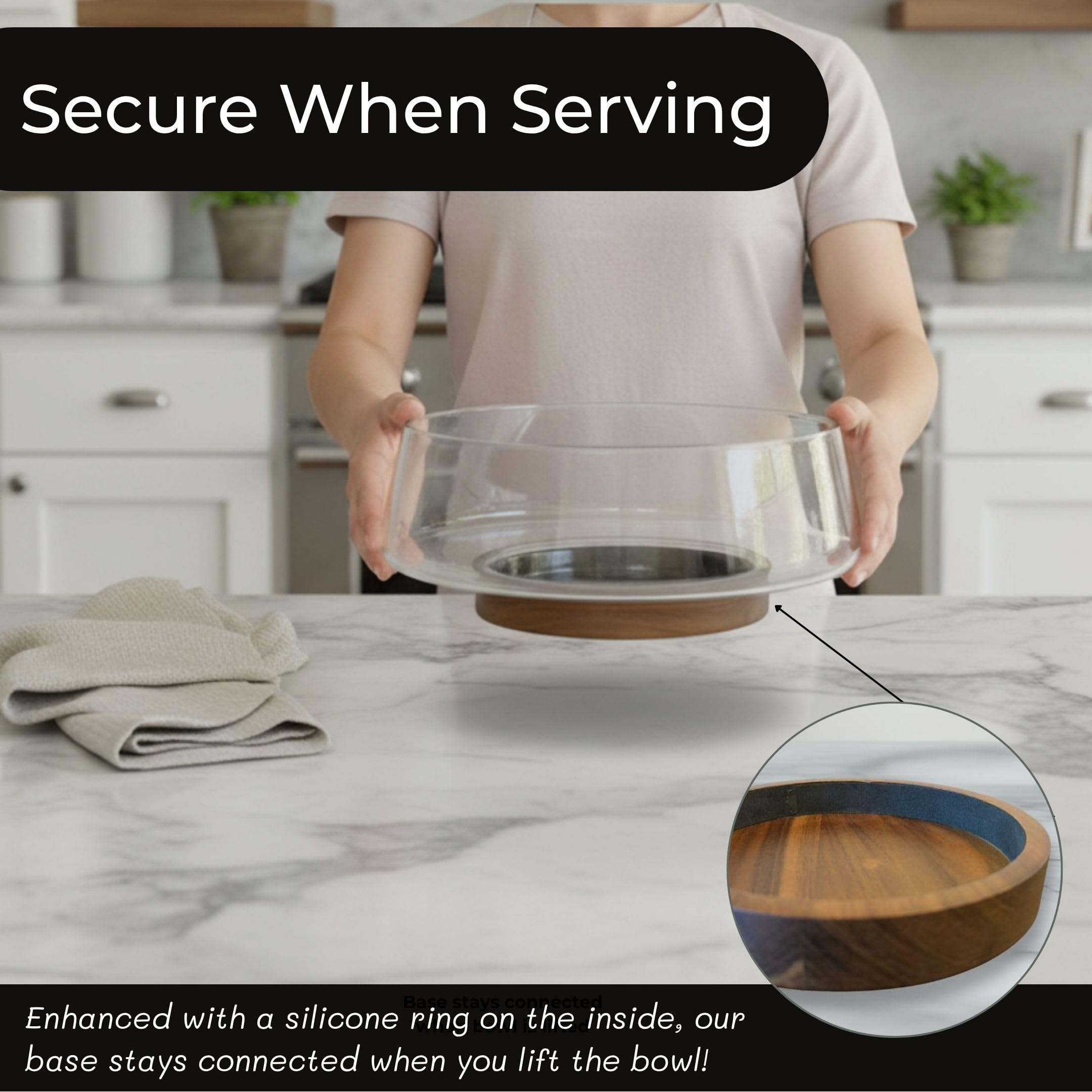 Wood & Whisk clear glass bowl close up showing clarity of ingredients