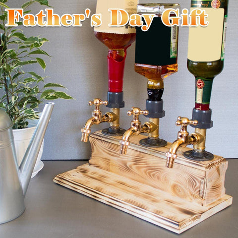Wood Faucet Shaped Whisky Liquor Dispenser brass faucet detail for durable, stylish serving
