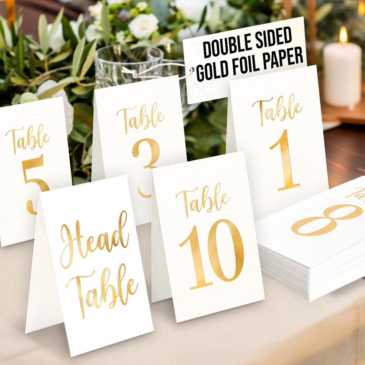 Woodamore gold table numbers 1-10 set for clear reception seating and stylish decor.