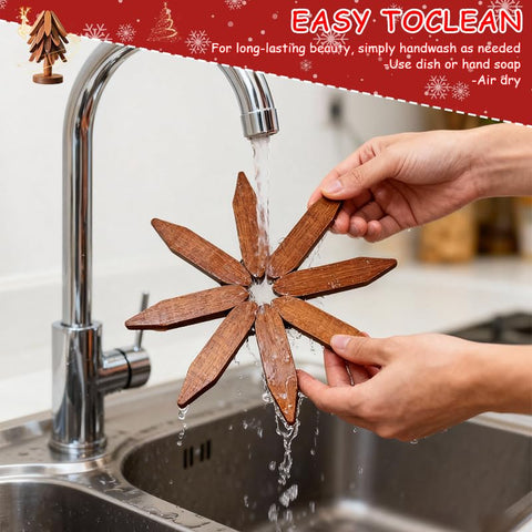 Wooden Trivet Tree stored as a decorative tree adds space-saving charm