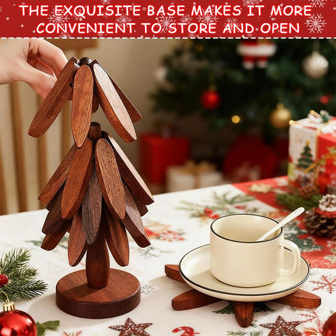 Wooden Trivet Tree highlights walnut grain for natural kitchen aesthetics