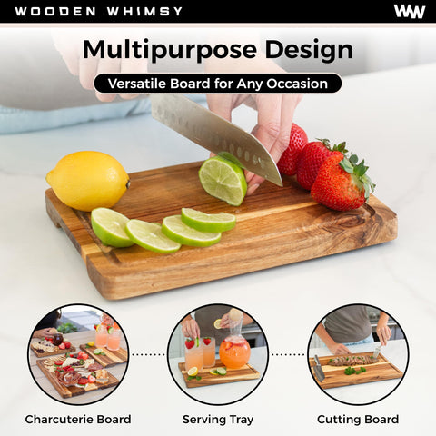 Wooden Whimsy kitchen display with cutting boards on stand