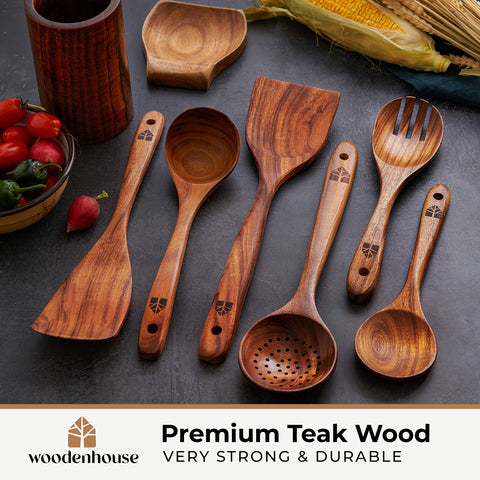 Woodenhouse teak ladle for smooth, heat-resistant serving
