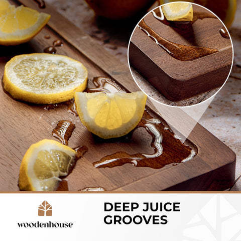 Woodenhouse acacia cutting board 13x10 inches, compact daily use.