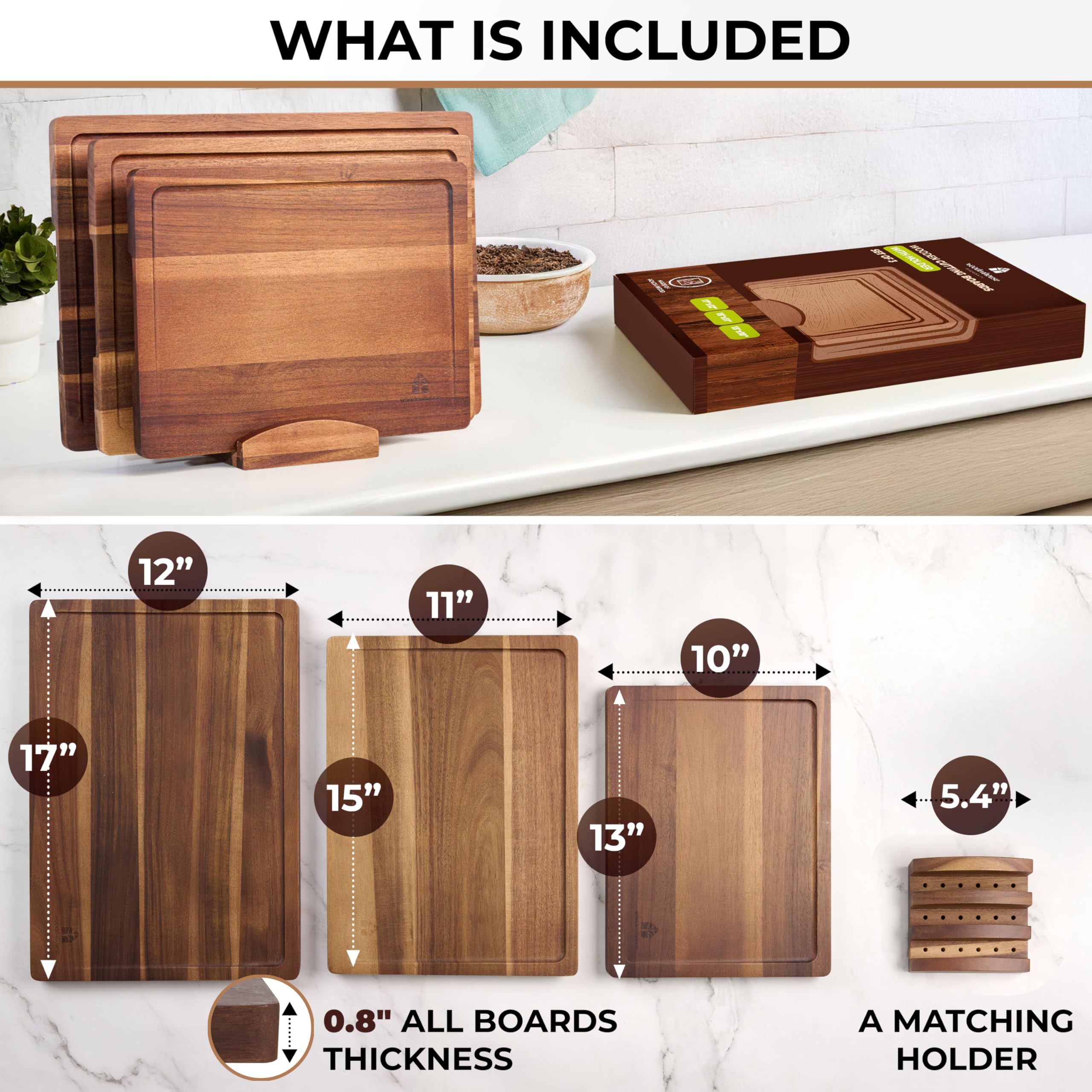 Woodenhouse acacia cutting board 17x12 inches for meat and veg prep.