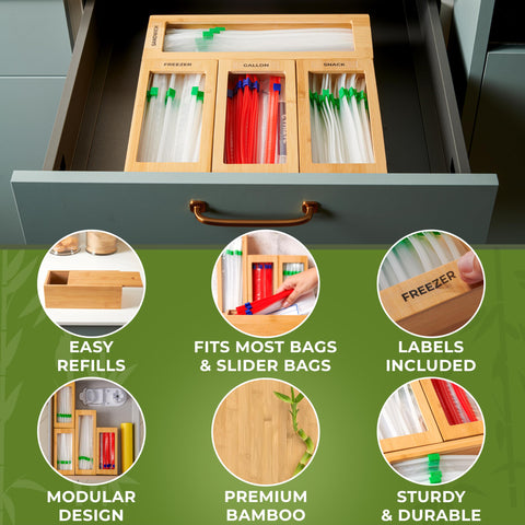 Woodenhouse bamboo baggie organizer highlights eco-friendly bamboo material