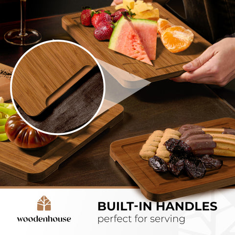 Woodenhouse cutting board with built-in handles for easy transport