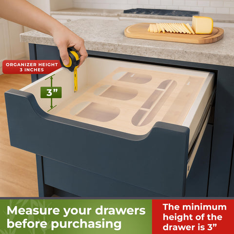 Woodenhouse Bamboo Storage Bag Organizer in-drawer setup demonstrates efficient space utilization
