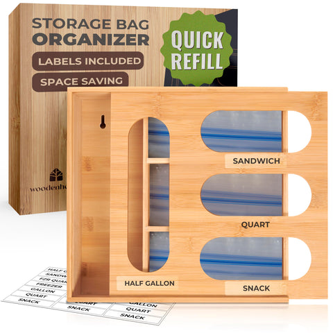 Woodenhouse Bamboo Storage Bag Organizer front view highlights compact monoblock design for tidy drawers