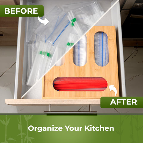 Woodenhouse Bamboo Storage Bag Organizer labels included help locate bags quickly