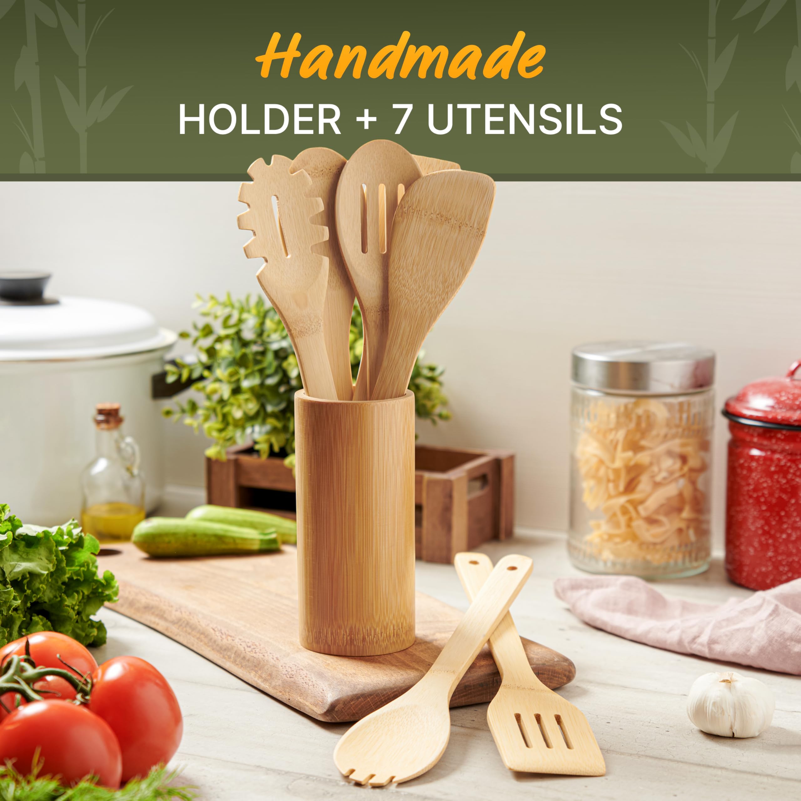 WoodenHouse Bamboo Utensils close-up showing smooth spoons for comfortable stirring