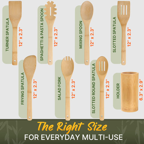 WoodenHouse Bamboo Utensils slotted round spatula ready for nonstick pans without scratching