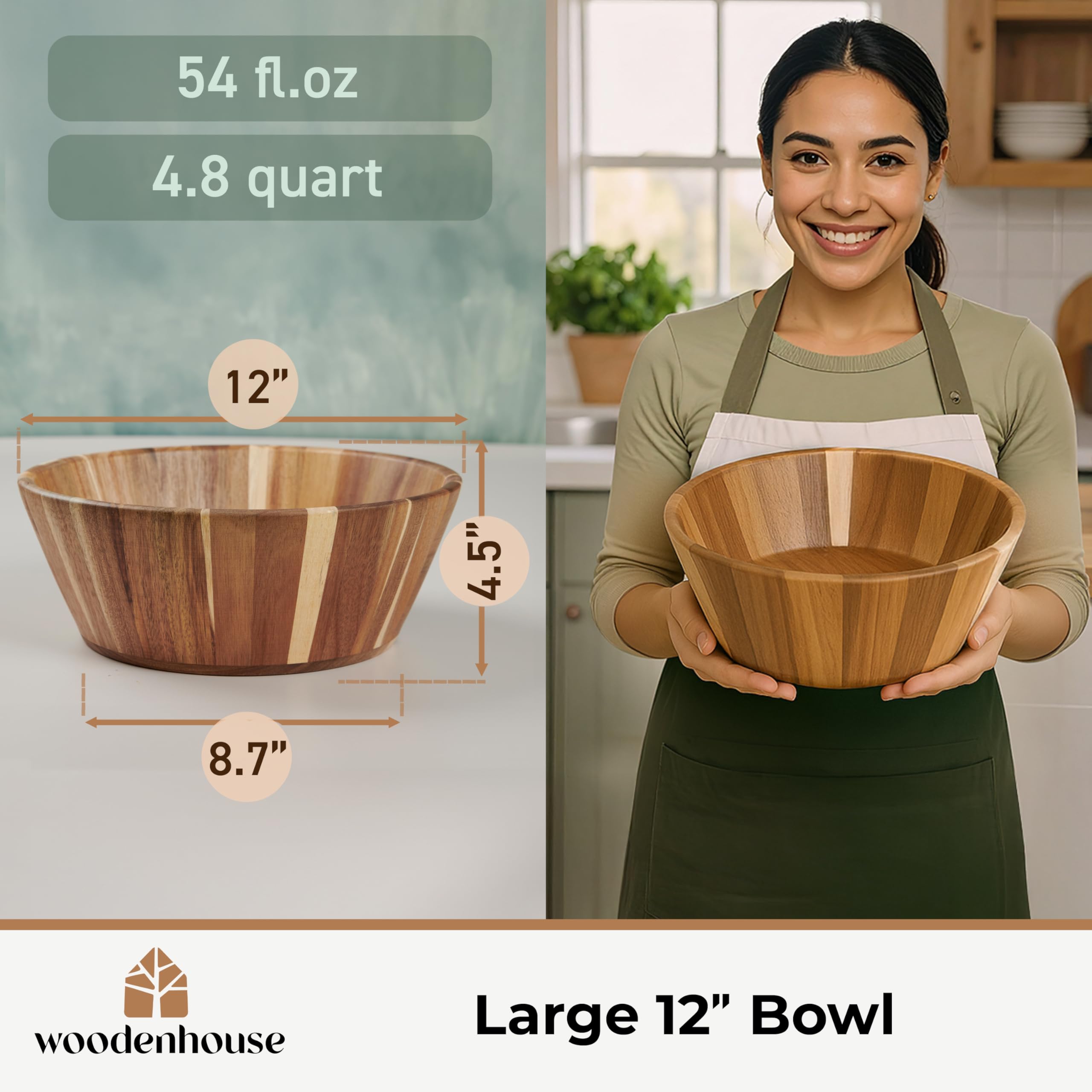 Woodenhouse fruit-serving bowl ready on counter for fresh produce display.