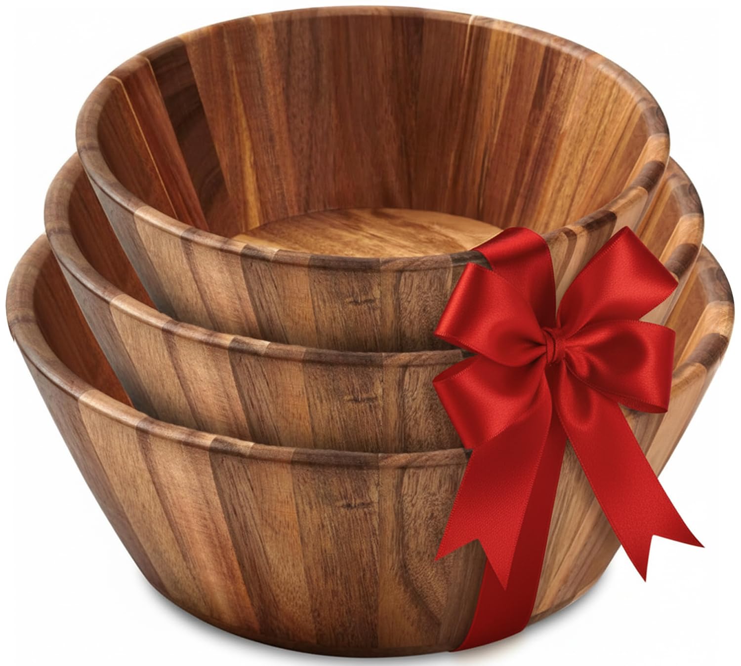 Woodenhouse round 12-inch bowl on table showcasing natural grain and size.
