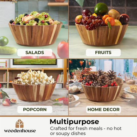 Woodenhouse 8-inch round bowl ideal for snacks and small servings.