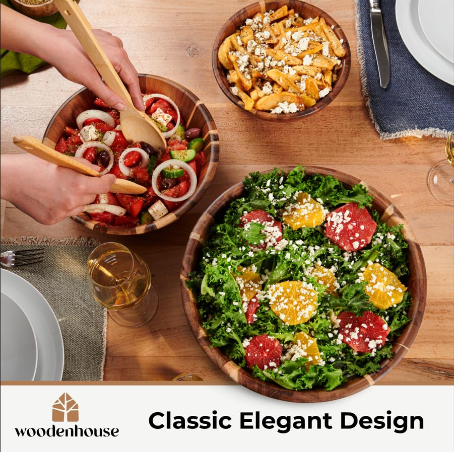 Woodenhouse serving salad bowl ready for greens and toppings.