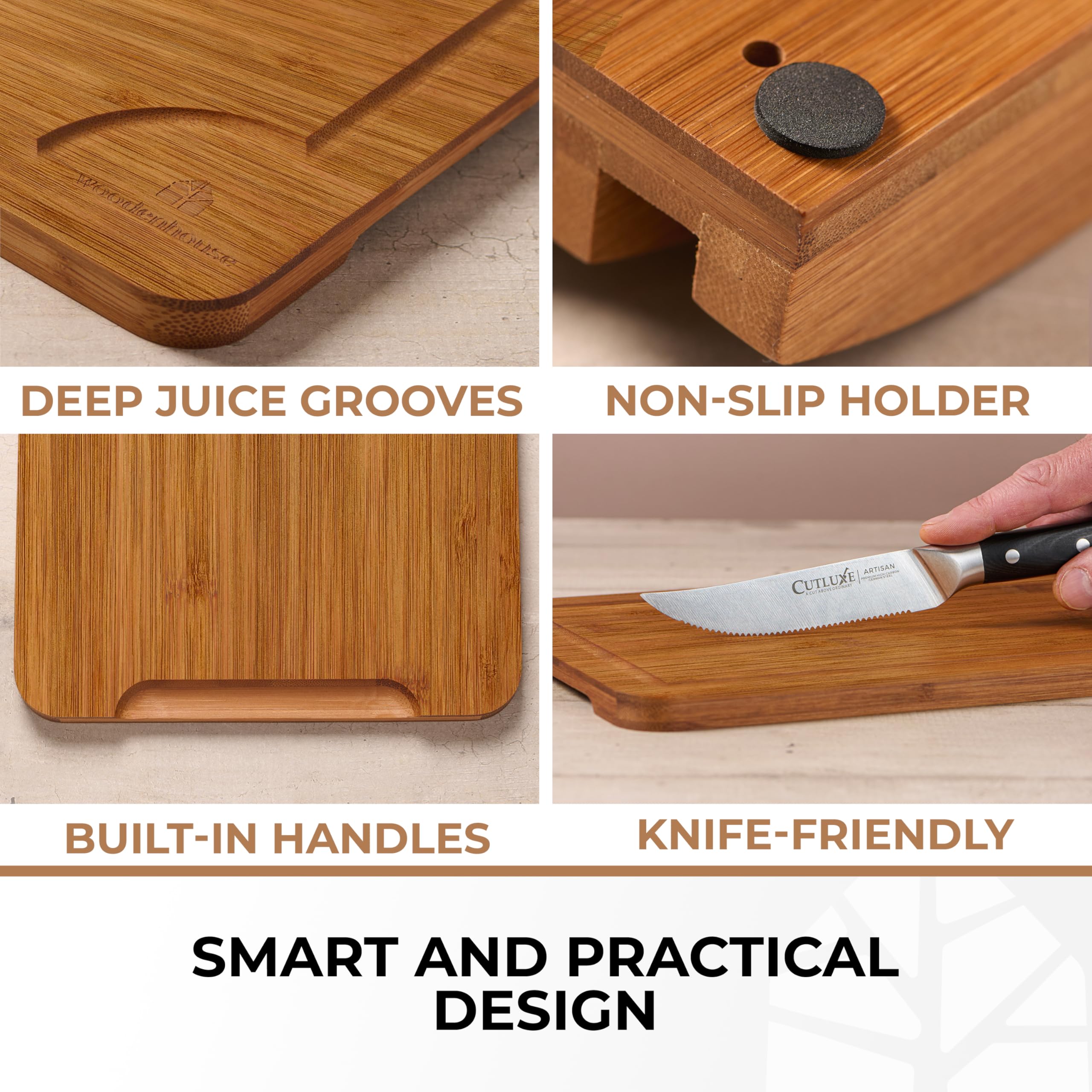 Woodenhouse three-size set ideal for prep, slicing, and serving tasks.