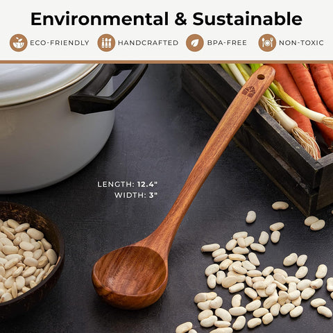Woodenhouse ladle non-scratch design suitable for all cookware surfaces.