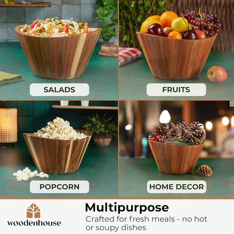 Woodenhouse 8-inch salad bowl ideal for individual portions or sides.
