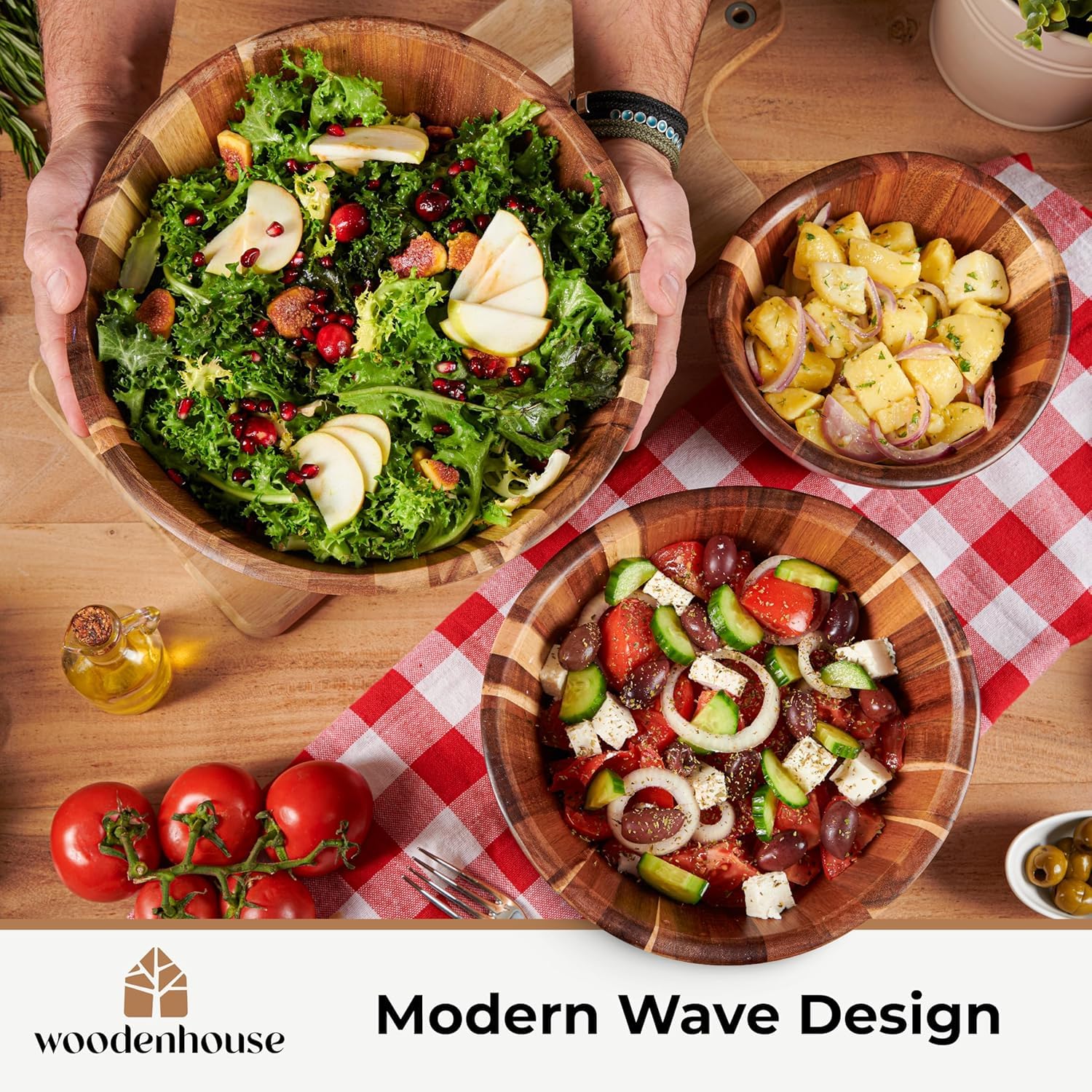 Woodenhouse serving bowl great for fruit or popcorn presentations.