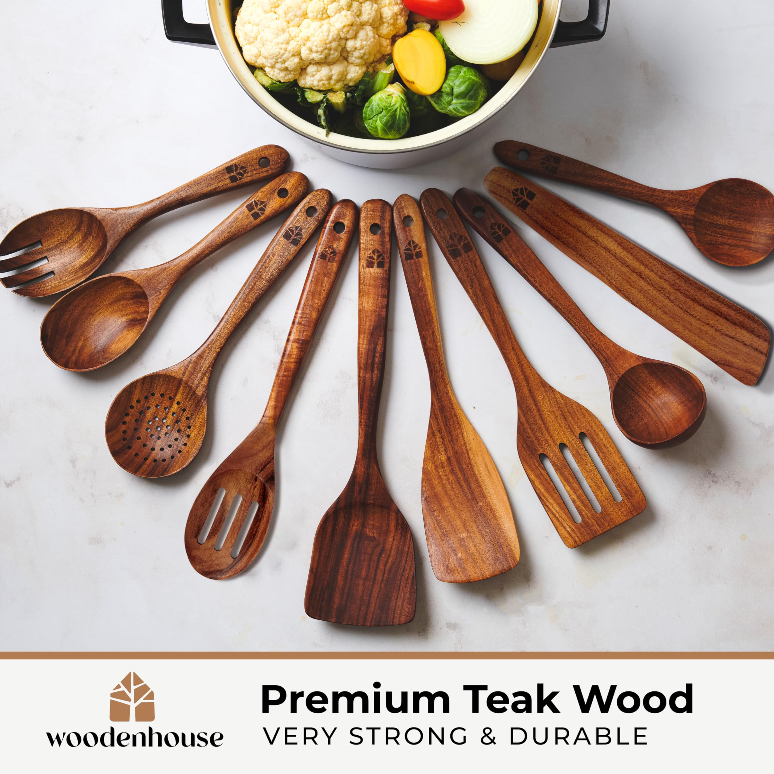 Woodenhouse spoon rest on counter keeps utensils organized and clean.